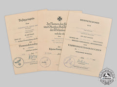 Germany, Heer. A Lot Of Award Documents To Johann Semrad, Battle Of Kursk Wia