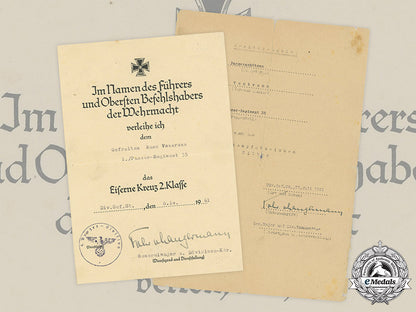 germany,_heer._two_award_certificates_to_panzer_gefreiter_vonbrunn,1941_c2020_815emd_134