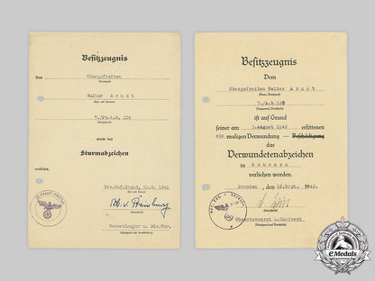 germany,_heer._two_award_documents_to_panzer_artillery_obergefreiter_arndt,1942_c2020_818emd_135_1