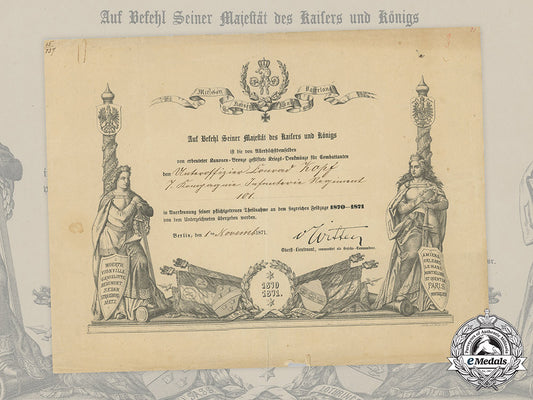 germany,_imperial._a_franco-_prussian_war_medal_document_to_nco_kopf,1871_c2020_821emd_140