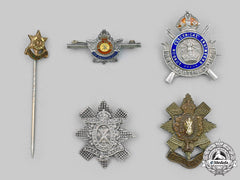 Canada, United Kingdom. A Lot Of Five Badges
