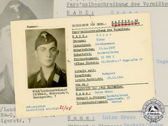 Germany, Ss. A Ss Hiag Tracing Service File For Ss-Sturmmann Klaus Gross