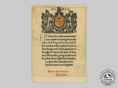 United Kingdom. A First War Memorial Scroll, To Rifleman Albert Seaman, 11Th Battalion, Rifle Brigade (The Prince Consort's Own)