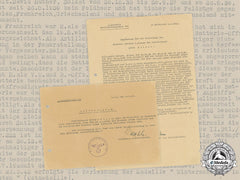 Germany, Heer. Two Documents To Artillery Oberleutnant Hutner (Ek1)
