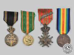 Belgium, France, Italy. Lot Of Four First And Second War Commemorative Medals