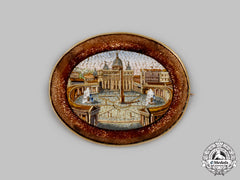 Jewellery. A Yellow Gold Brooch With A Mosaic Of St. Peter's Square, C.1880