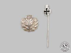 Germany, Federal Republic. A Set Of Oak Leaves To The Knight’s Cross, With Stick Pin Miniature, 1957 Version