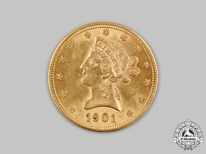 united_states._a_coronet_head_gold_ten_dollar_coin,1901_c2021_164emd_2737_1