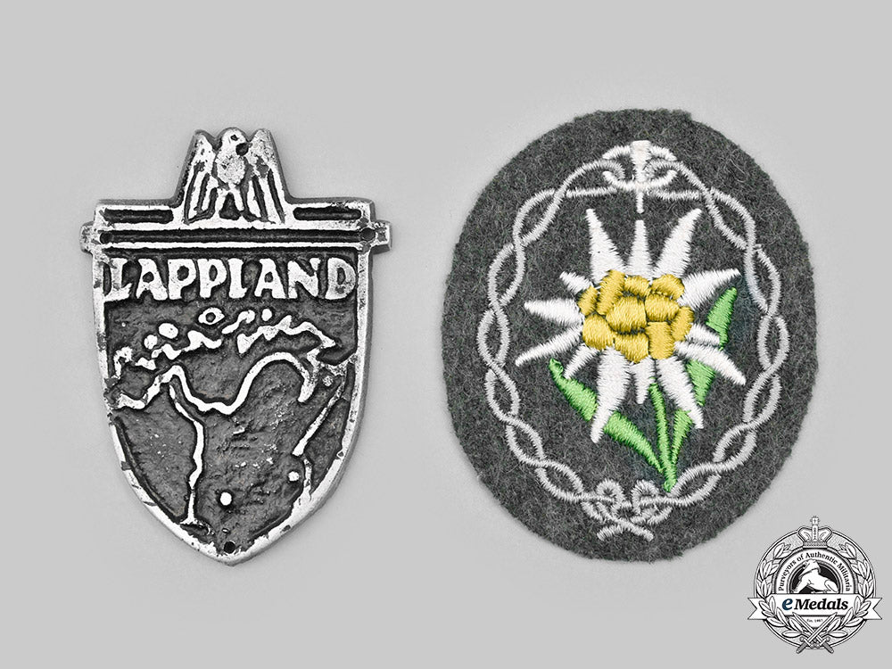 germany,_heer._a_lappland_shield,_with_award_document_and_insignia,_to_stabsgefreiter_emilian_fleißner_c2021_169_mnc5405_1