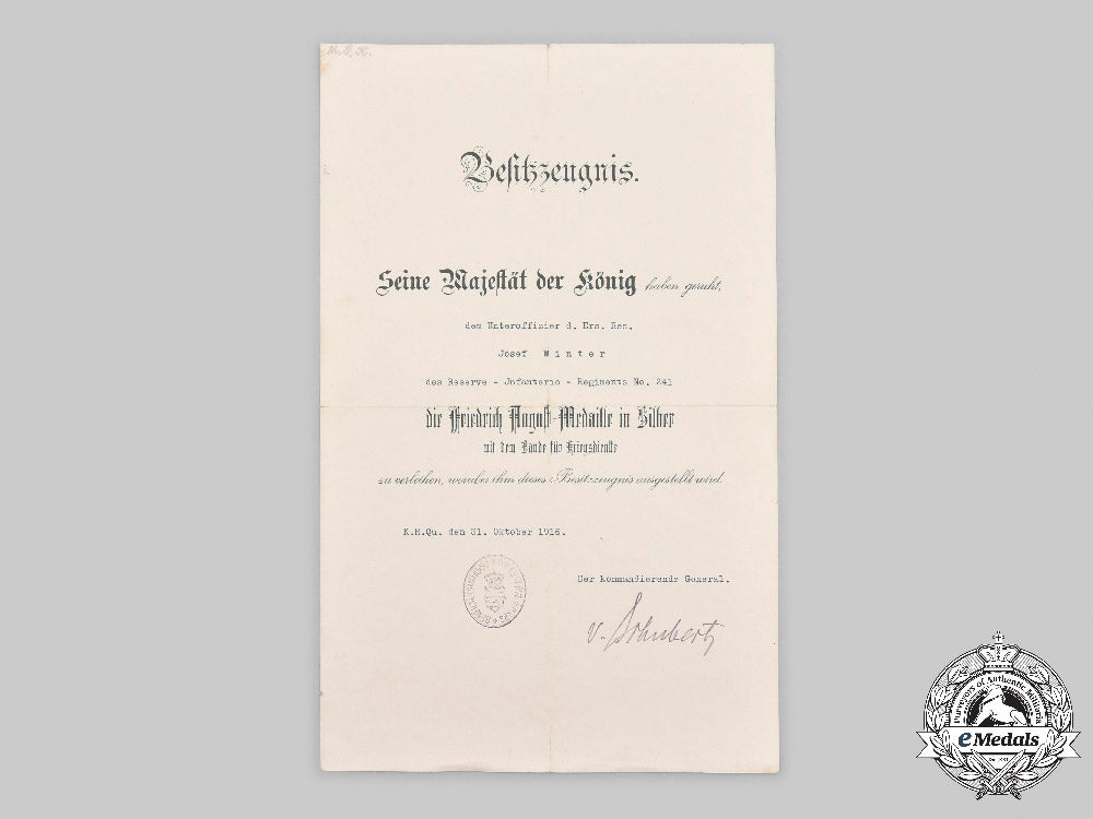 germany,_imperial._a_saxon_friedrich_august_medal_in_silver_certificate_to_nco_josef_winter_c2021_199_mnc2091_1