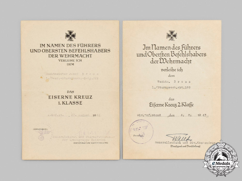 germany,_heer._a_lot_of_award_documents_to_wachtmeister_josef_bross,_tank_destroyer_unit_c2021_215_mnc9522