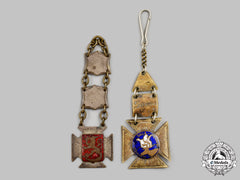 Finland, Republic. Two Travelling Badges With Fobs