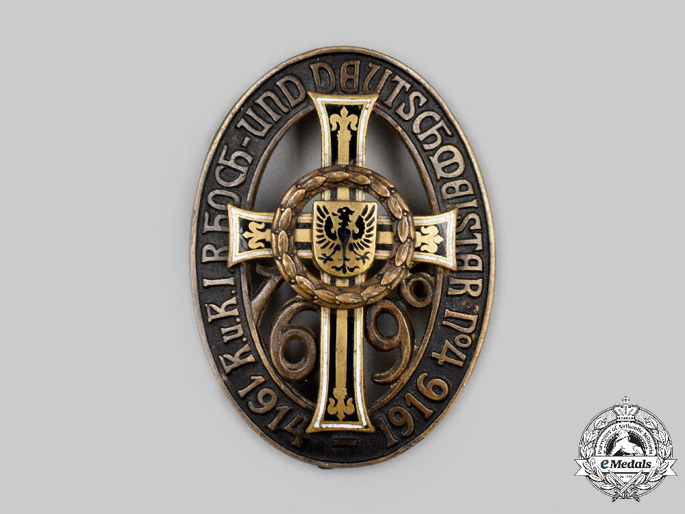 austria-_hungary,_empire._an_infantry_regiment_hoch-_und_deutschmeister_nr.4_commemorative_badge,_by_rozet&_fischmeister_c2021_447_mnc7154