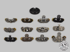 United States. A Lot Of Thirteen Air Force And Army Badges