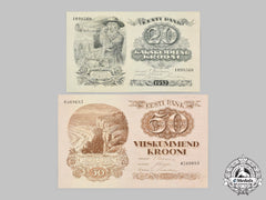 Estonia, I Republic. A Pair Of Mint And Unused Banknotes