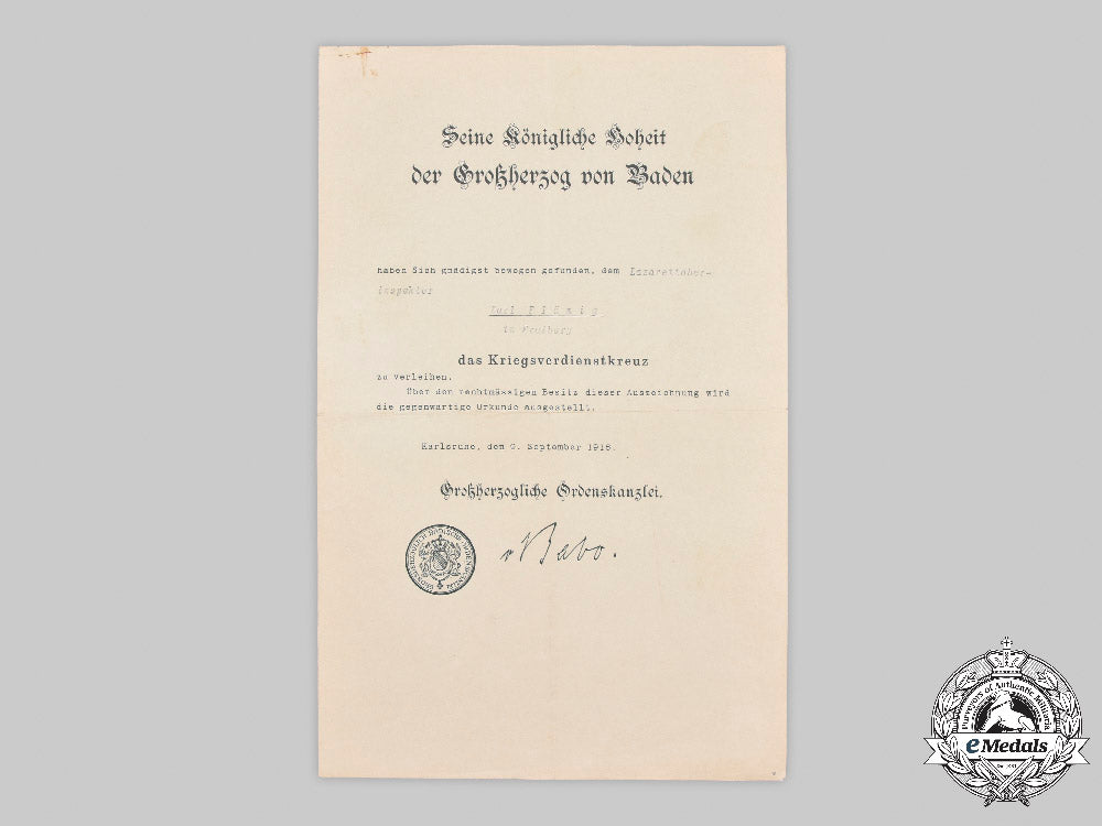 germany,_imperial._a_baden_war_merit_cross_award_document,_c.1916_c2021_700_mnc2030_1