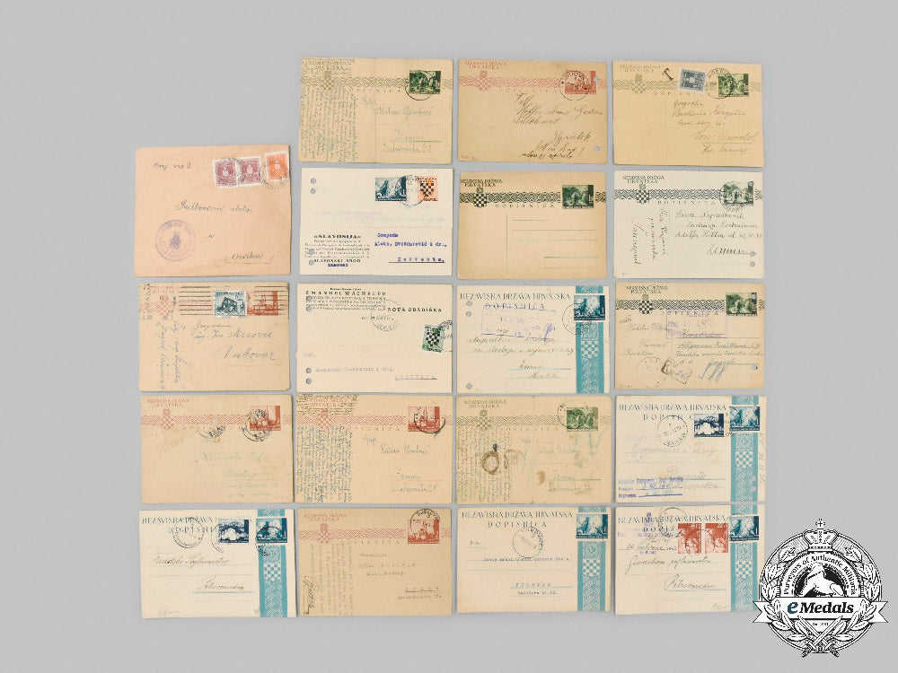 croatia,_independent_state._a_lot_of_eighteen_postcards_and_one_envelope,_c.1941-1944_c2021_751_mnc0614_1