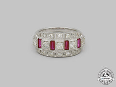 Jewellery. A White Gold, Diamond & Ruby Ring