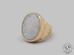 Jewellery. A Yellow Gold & Opal Signet Ring