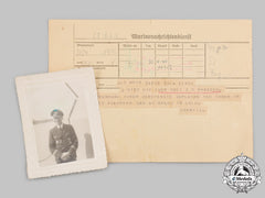 Germany, Kriegsmarine. A German Cross In Gold Award Notice To Friedrich Braasch, With Recipient Photo
