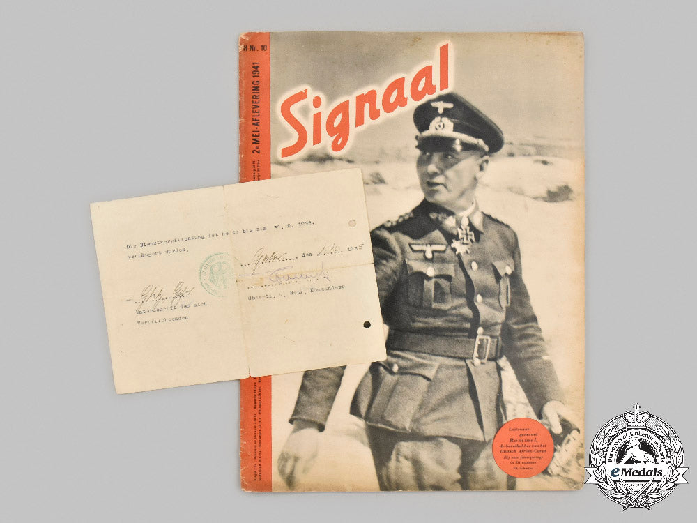 germany,_wehrmacht._a_signed_rommel_document,_with_dutch_edition_of_signal_c2021_957_mnc8981_1