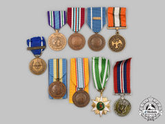United Kingdom, United Nations, Vietnam, International. A Lot Of Nine Military Service Medals