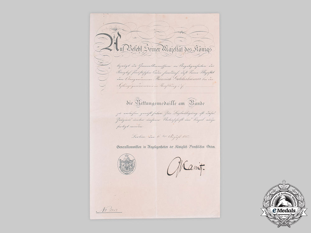 germany,_imperial._a_life_saving_medal_certificate_to_senior_policeman,1917_c20276_emd2946