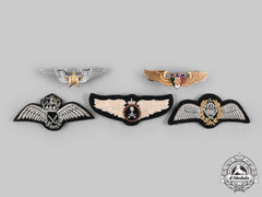 Jordan, Malaysia, Mexico, Morocco, Saudi Arabia. Lot Of Five Air Force Pilot Badges