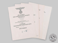 Germany, Nsdap. A Collection Of Award Certificates To Civil Servant Josef Kurz