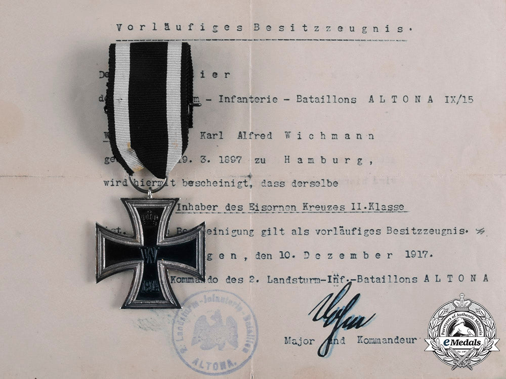 germany,_imperial._a1914_iron_cross_ii_class_with_document_to_musketeer_walther_karl_alfred_wichmann_c20597_emd5206_1