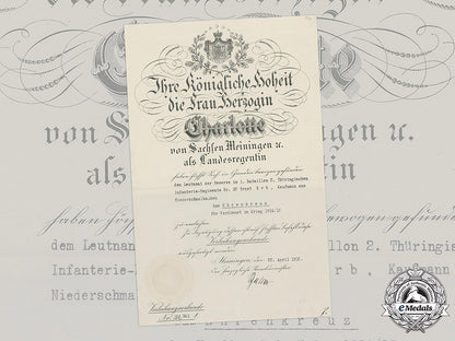 saxe-_meiningen,_duchy._a_first_war_honour_cross_document_to_leutnant_ernst_erb,1915_c20635m182_2245--copy-_2_