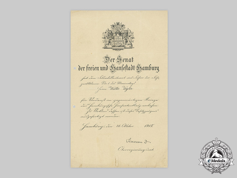 germany,_imperial._a_hamburg_hanseatic_cross_document_to_feldwebelleutnant_walter_vogler,1918_c20643m182_2245--copy