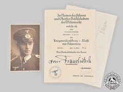 Germany, Customs. A War Merit Cross 2nd Class With Swords Certificate And Accompanying Letter To Customs Assistant Laux