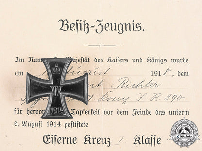 germany,_imperial._a1914_iron_cross_i_class_with_document_to_leutnant_richter_c20775_emd4214