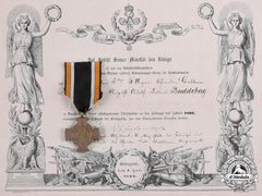 Germany, Imperial. A Königgrätz Cross And Award Certificate To Gefreiter Buddeberg, 1866