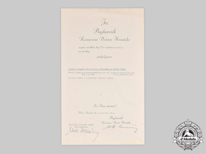 croatia,_independent_state._an_award_document_for_a_medal_of_the_crown_of_king_zvonimir,_silver_grade,_to_ss-_oberscharführer_franz_wiener_c20869_mnc2786