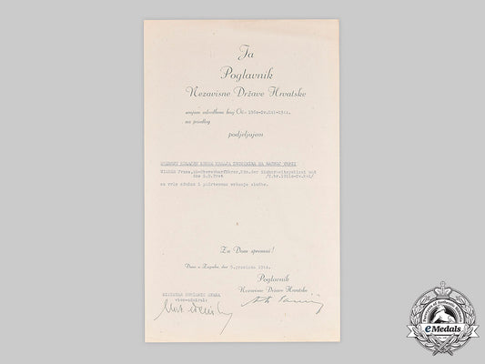 croatia,_independent_state._an_award_document_for_a_medal_of_the_crown_of_king_zvonimir,_silver_grade,_to_ss-_oberscharführer_franz_wiener_c20869_mnc2786