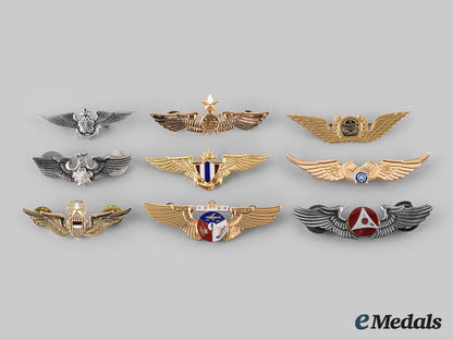 china(_taiwan),_japan,_korea(_south_korea),_nepal,_thailand,_international._lot_of_nine_asian_air_force_badges_c20_00011