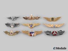 China (Taiwan), Japan, Korea (South Korea), Nepal, Thailand, International. Lot Of Nine Asian Air Force Badges