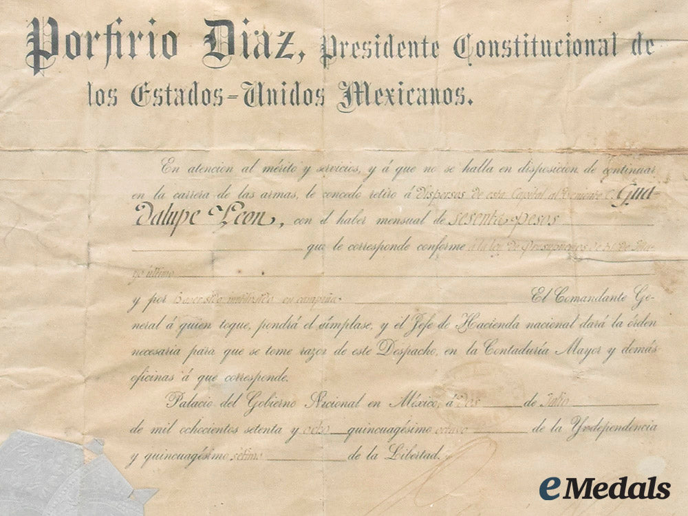 mexico,_ii_empire._an_discharge_document_with_merit_to_guadalupe_leon_c.1868_c20_00346