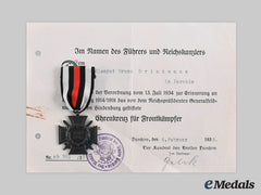 Germany, Third Reich. An Honour Cross Of The World War 1914/1918, With Award Document To Bruno Brinkmann, C. 1935
