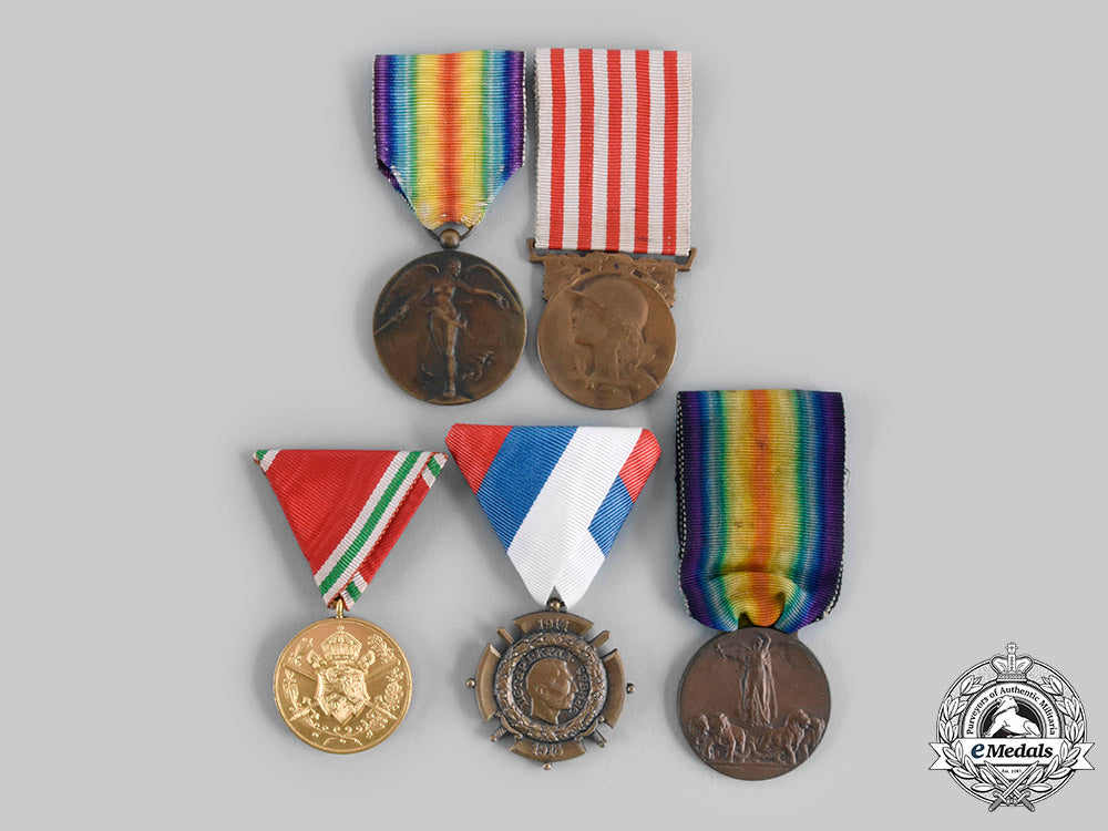 belgium,_bulgaria,_france,_italy,_serbia._a_lot_of_five_first_war_medals_c20_00734_1