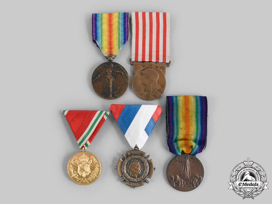 belgium,_bulgaria,_france,_italy,_serbia._a_lot_of_five_first_war_medals_c20_00734_1