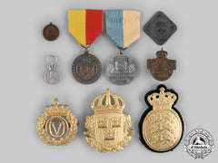 Denmark, Norway, Sweden. A Lot Of Nine Medals & Badges