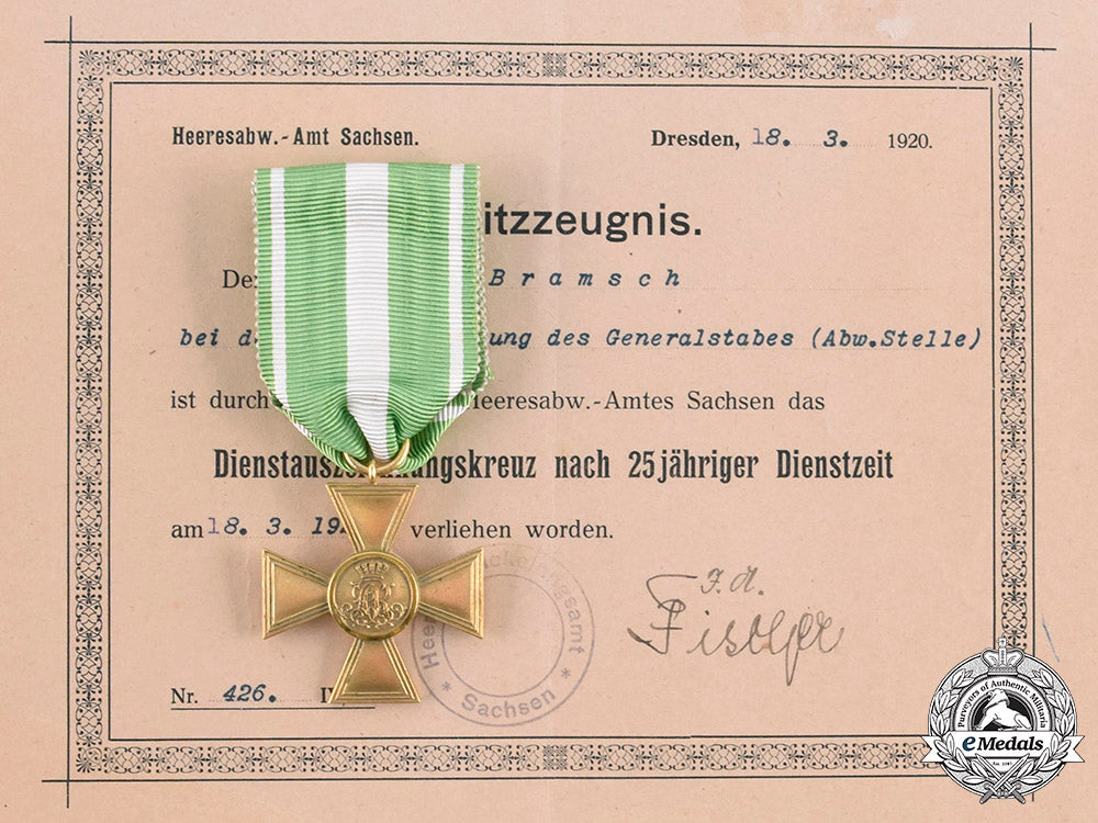 saxony,_kingdom._a25-_year_long_service_cross_with_certificate_and_accompanying_letter_to_major_bramsch_c20_00837