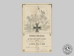 Germany, Imperial. A 1914 Iron Cross Ii Class Award Document To Private Otto Degünther