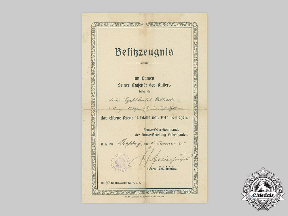 germany,_imperial._a1914_iron_cross_ii_class_award_document_to_vizefeldwebel_ortbrock_c20_01065