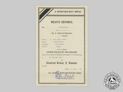 germany,_imperial._a1914_iron_cross_ii_class_award_document_to_vizefeldwebel_georg_budion_c20_01067