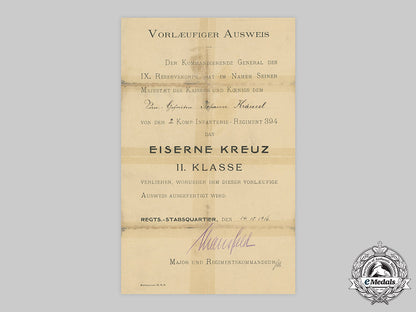 germany,_imperial._a1914_iron_cross_ii_class_award_document_to_gefreiten_johann_krausel_c20_01068