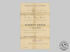 Germany, Imperial. A 1914 Iron Cross Ii Class Award Document To Gefreiten Johann Krausel
